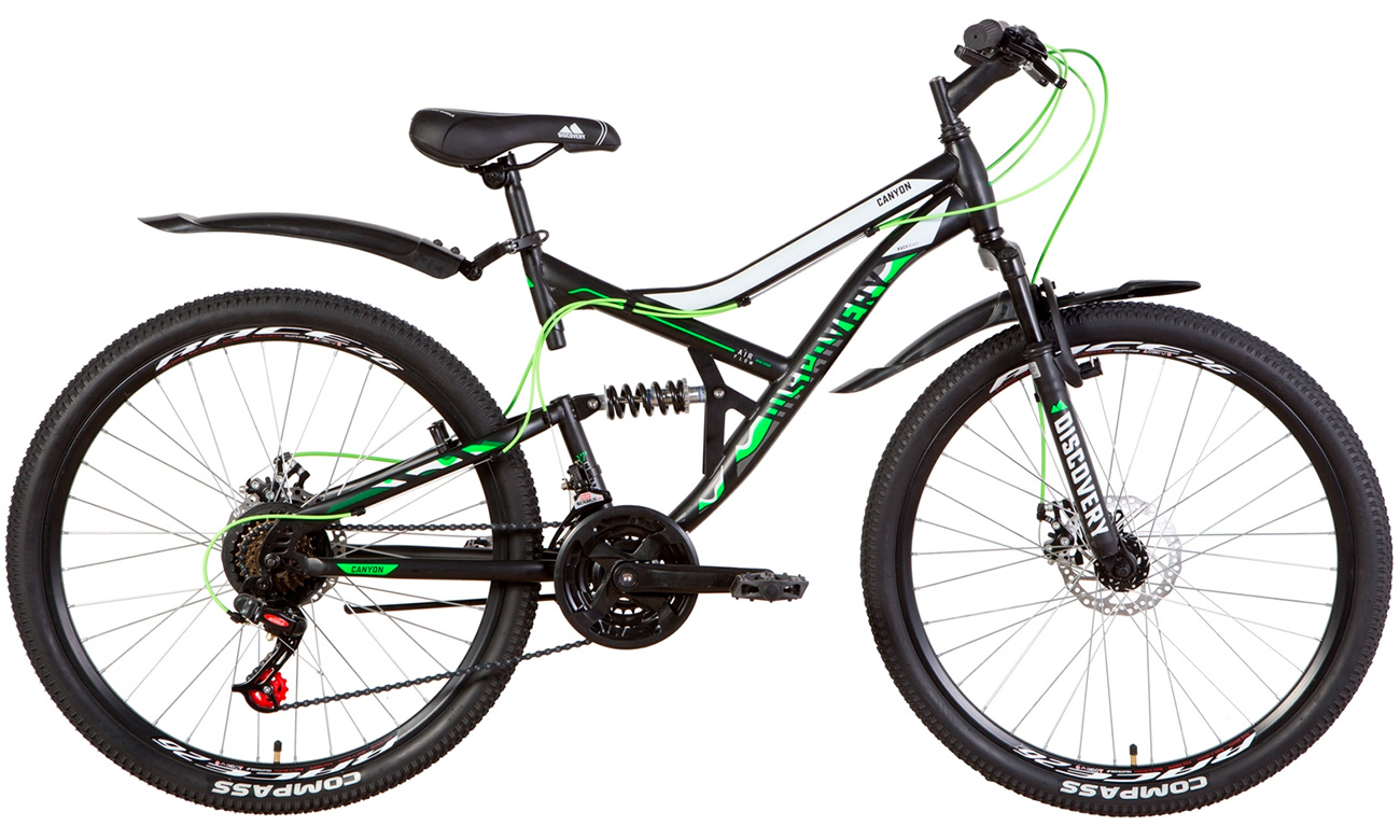 Фотографія Велосипед Discovery CANYON AM2 DD 26" (2021) 2021 Чорно-зелений